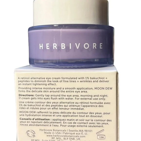 Herbivore Moon Dew Retinol Alternative Eye Cream, .5 fl oz, New in Box, Unopened - Picture 3 of 3